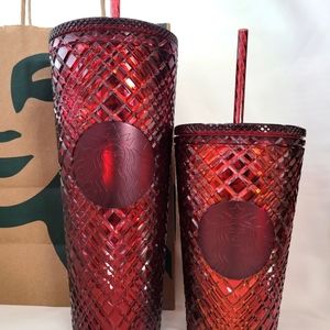 Starbucks 🎄2022🍷 Jeweled Iridescent Holiday Merlot Venti & Grande Tumblers